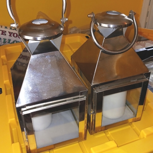 Lantern Boxes Decor Metal and Glass with Candles - Picture 5 of 11